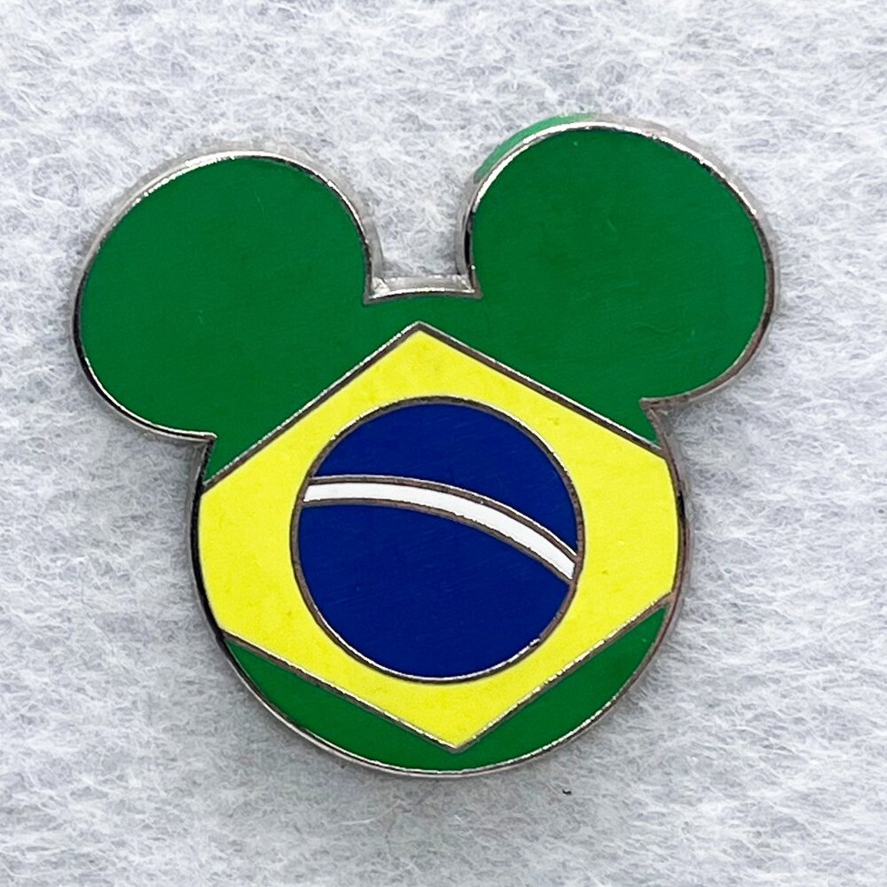 🔮 5/$25 Disney Epcot World Showcase Brazil Flag Mickey Pin‎